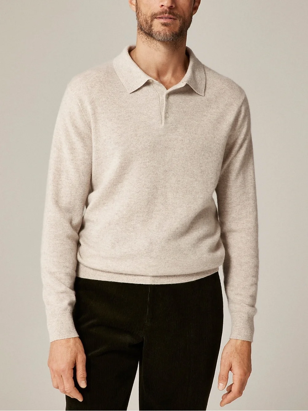 J. Crew Men’s Cashmere collared sweater-polo in Hthr Birch Size Small NWT